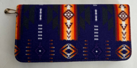 Native American Indian Women Fleece Organizer Zip Wallet Purple - £16.82 GBP