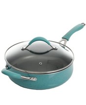 Pioneer Woman 4.6 Quart Saute Pan w/Lid ~ Turquoise Speckled ~ Enamel ~ ... - £44.14 GBP