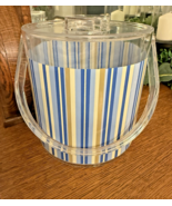 Vintage Lucite Ice Bucket Blue Yellow Striped Retro Barware Mid Century ... - $32.00