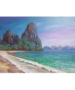 Original drawing Acrylic paint on canvas Natural landscape Mountain of t... - £392.79 GBP
