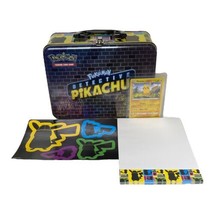 Pokemon TCG Detective Pikachu Collectors Chest Tin Lunch Box w/ Sticker Pad Card - $14.84