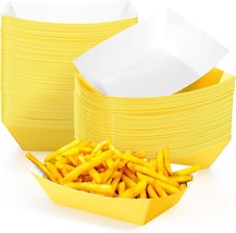 Yinkin 100 Pcs Paper Food Trays Boat 1 Lb Disposable Nacho Trays Kraft, Yellow - £31.33 GBP