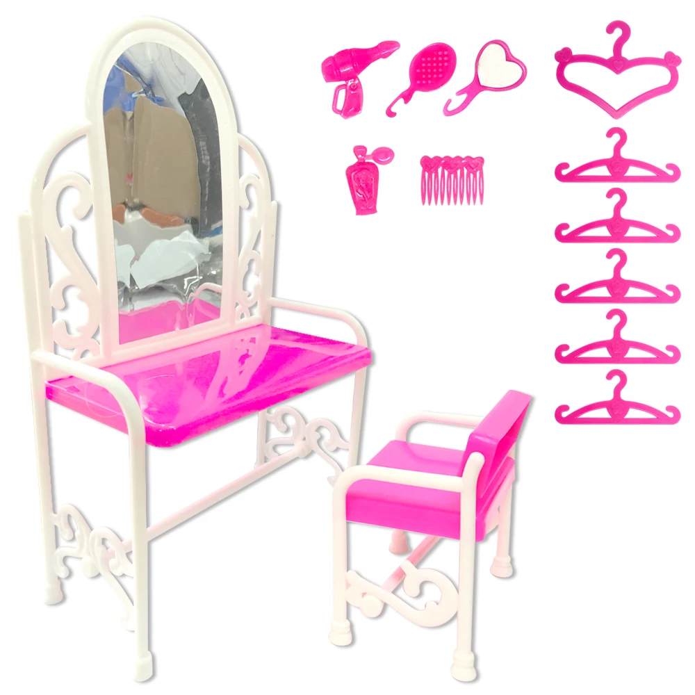 NK 1 Set Kid&#39;s Play Toys Plastic Dresser &amp; Chair Set Dollhouse Furniture Doll - £8.81 GBP