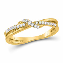 10kt Yellow Gold Womens Round Diamond Crossover Stackable Band Ring 1/6 Cttw - £235.43 GBP