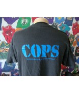 Vtg 90&#39;s COPS Barbour Langley Productions Black Double Sided TV show T S... - £42.84 GBP