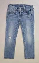 AMERICAN EAGLE Blue Stretch Denim ARTIST Jeans Sz. 00 (26x24) Flap Back ... - $17.06
