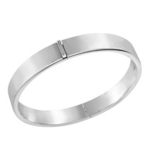 Classic Modern Hinged 7.5mm Round Sterling Silver Bangle Bracelet - £47.32 GBP