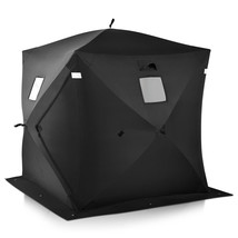 2-person Ice Fishing Shelter Tent Portable Pop up House Outdoor Equipment Black - £135.08 GBP