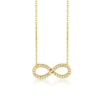 Sterling Silver Infinity CZ Necklace - Gold plated - £34.35 GBP