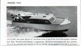 1945 Magazine Photo Chris-Craft 27&#39; Enclosed Cruiser Boat  - £6.85 GBP