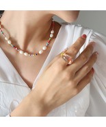 Freshwater Pearl Titanium Steel Bead Necklace - $68.50 CAD