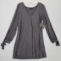 Lulus Women Dress Size M Black Mini Stretch Preppy Cutout Long Tie Sleeve V-Neck - £13.46 GBP