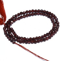 Natural Red Garnet Faceted Rondelle Beads 6.5 inch Loose Gemstone Jewelry - £5.64 GBP