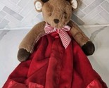 Bearington Baby Moose Reindeer Lovey Security Blanket Red Satin Stripe Bow - $14.80