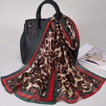 Leopard Print Thin Scarf Vintage style silk scarf, Bohemian Shawl, Elegant, - £21.57 GBP