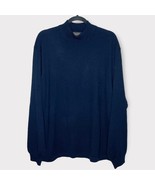 BROOKS BROTHERS navy blue 100% merino wool mock neck sweater MEN&#39;S size XL - £28.18 GBP