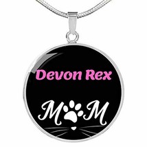 Devon Rex Cat Mom Necklace Circle Pendant Stainless Steel Or 18k Gold 18-22&quot; - £36.13 GBP