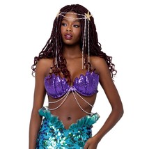 Mermaid Costume Seashell Crop Top Sequin Long Skirt Layered Iridescent 6184 - £94.02 GBP