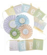 Wilton Baby Shower Decor Kit Unisex Polka Dot Pastel Garland Pinwheels Kit - $8.36