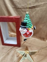 Fitz And Floyd Skating Snowman Christmas Ornament 19-1641 Boxed 5.5 in - $27.69