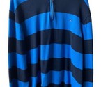 Tommy Hilfiger Quarter Zip Sweater Mens XXLG Blue Striped Mock Neck Acad... - £14.55 GBP