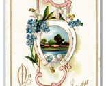 My Valentine Flowers Horseshoe Framed Landscape Gilt Embossed DB Postcar... - $3.91