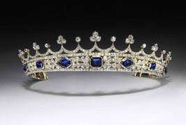 Tiara Setting With 15 ct Diamond 12 ct Sapphire Bridal Jewelry Crown - £523.77 GBP
