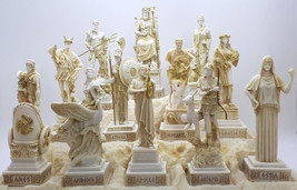 SET 12 Twelve Greek Olympian Gods Pantheon Figure Handmade Statue Sculpture  - £158.34 GBP