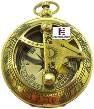 Brass Push Button Sundial Compass Nautical Gift - £30.86 GBP