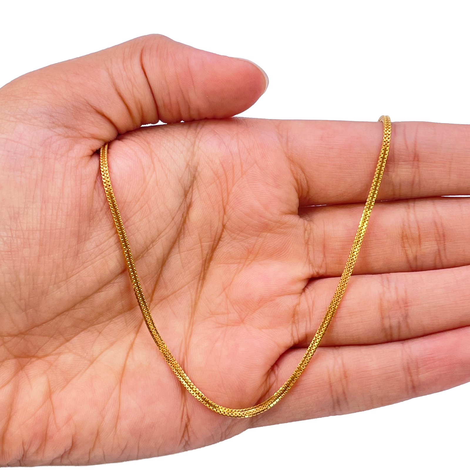 22ct Yellow Gold Solid Double Box Chain Necklace 22 Inches 1.5mm Width Item image 4