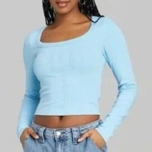 Women&#39;s Long Sleeve Square Neck Pointelle T-Shirt - White (Size L-12/14)... - $13.47
