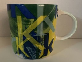 Anthropologie Lottie Coffee Mug Initial K Blue Green Yellow - $13.63