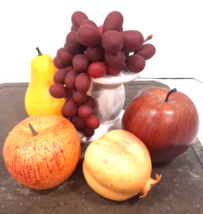 Faux Fruit Lot 5 Piece Realistic Artificial Grapes Apples Pear Pome - £9.73 GBP