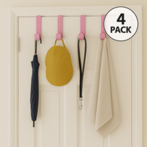 4-Pack 4.5" Pink Over-The-Door Hooks – Plastic Door Hangers for Clothes ... - $7.91