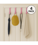 4-Pack 4.5" Pink Over-The-Door Hooks – Plastic Door Hangers for Clothes ... - $7.91