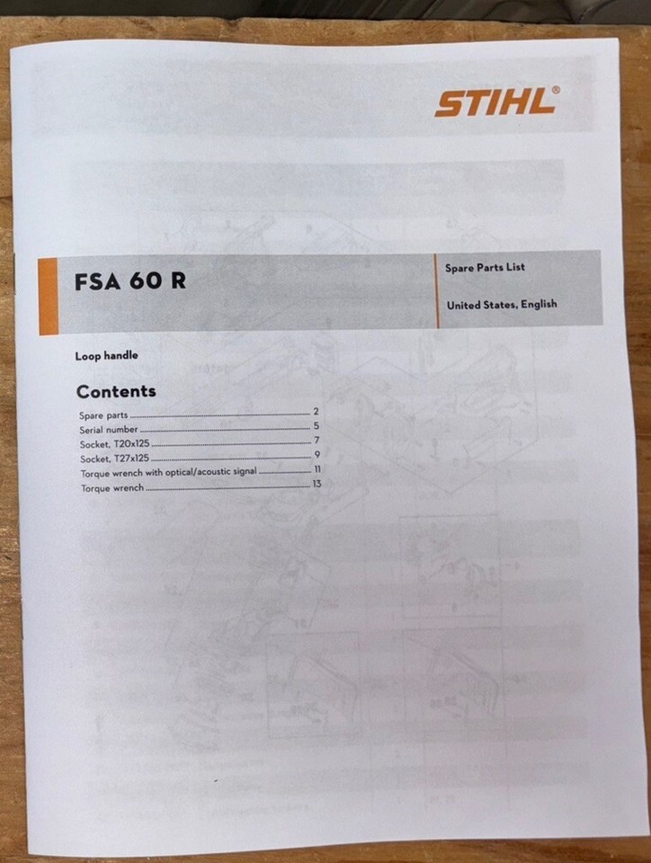 FSA 60 R FSA60 60R Stihl Battery Trimmer Parts Illustrated Diagram List ... - $13.61