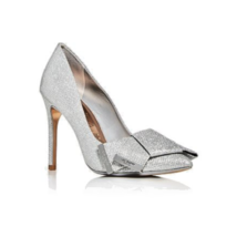 Ted Baker London Lurex Bow Pointed Toe Pumps Sz 6 m Silver Glitter Heels... - $128.69