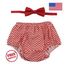 Gentlemen Ties Cake Smash Outfit Boy First Birthday  Bloomers, red chevron - £7.37 GBP