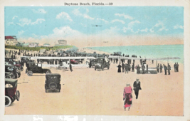 Daytona Beach FLORIDA-BEACH Scene BI-WING AIRPLANES-AUTOMOBILES~1920s Postcard - £12.40 GBP