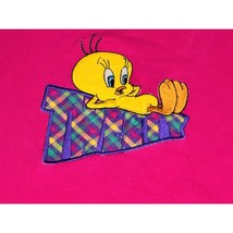 Vintage Looney Tunes Tweety Bird Single Stitch Embroidered Pink Shirt Me... - £22.87 GBP