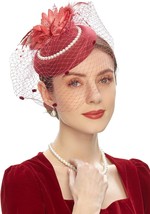 Hats with Feather Mesh Veil Headband - $29.43