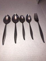 5 Oneidacraft Deluxe Textura Spoons &amp; Form Stainless Steel Flatware Oneida - $186.23 MXN
