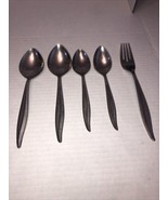 5 Oneidacraft Deluxe Textura Spoons &amp; Form Stainless Steel Flatware Oneida - $185.17 MXN