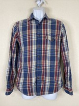 J Crew Men Size S Blue/Red Plaid Button Up Knit Shirt Long Sleeve Slim Fit - £5.29 GBP