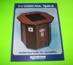 Us Billiards Tv Cocktail Table Video Arcade Game Machine Flyer Vintage - £16.76 GBP