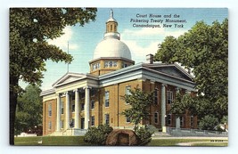 Postcard 1949 Canandaigua New York Court House and the Pickering Treaty Monument - £6.17 GBP