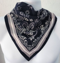 NEW Bandana Head Neck Biker Scarf Navy Blue, White &amp; Silver 100% Cotton 21&quot; - $8.30