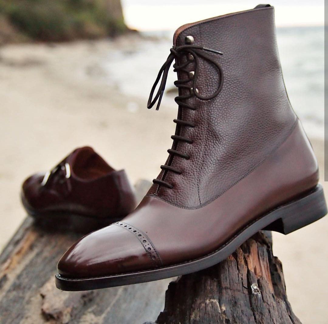 NEW Handmade cap toe shoes boot, lace up ankle high boot, Leather ankle boots