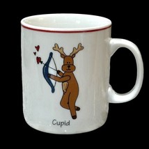Reindeer Christmas CUPID Coffee Mug LTD COM Love Yellow Stars Holiday 16 oz - £7.52 GBP