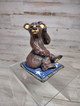 Rick J Rowley Rustic Bear Figurine Patriotic USA America Flag Stars 2002 4 1/2&quot; - £12.72 GBP